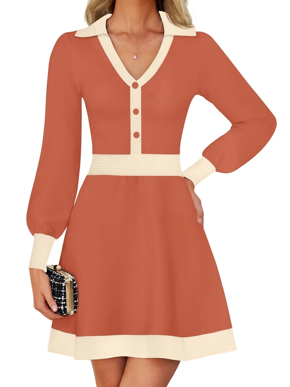 Zesica Collared A-Line Sweater Dress